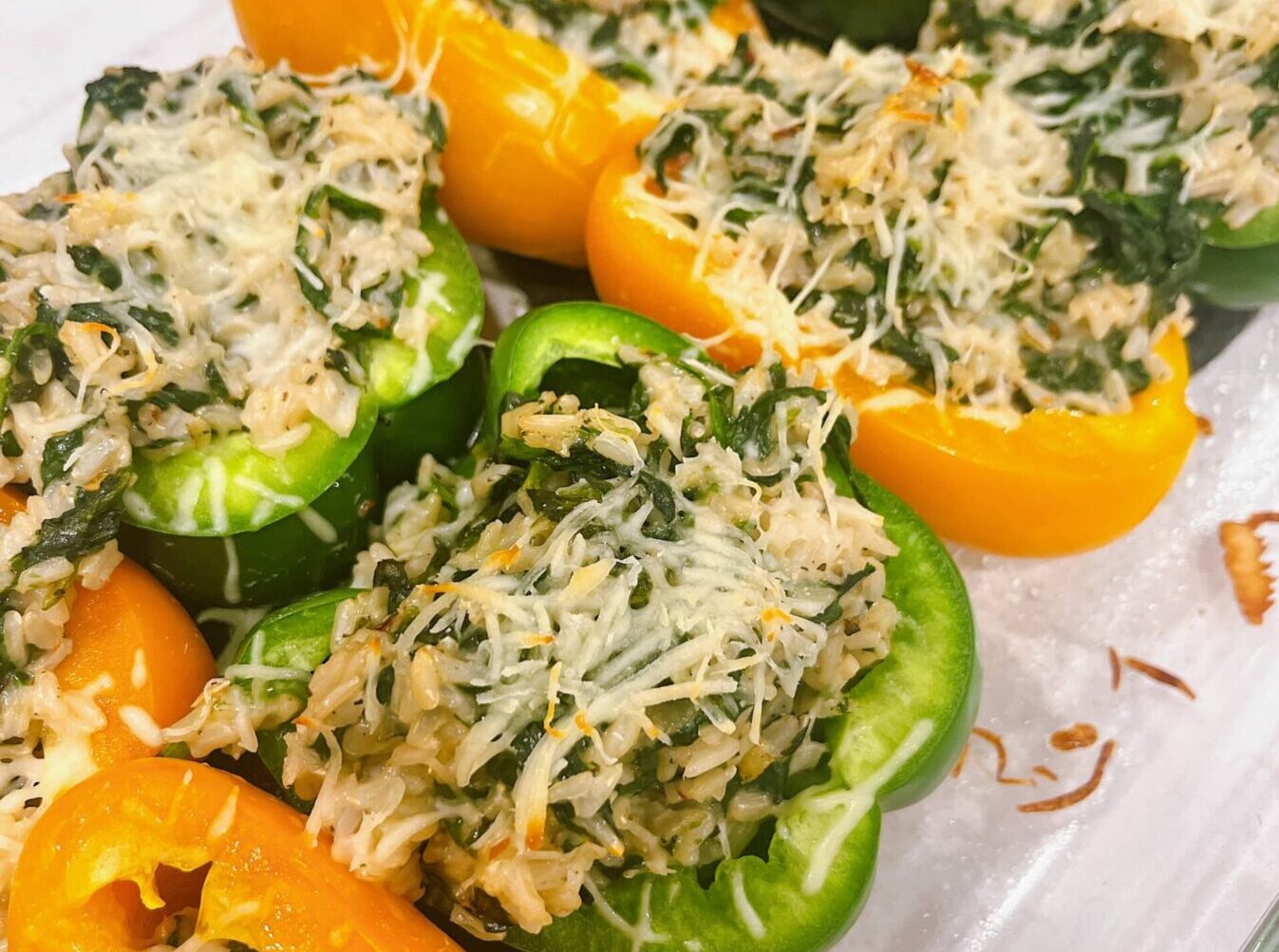 Cheesy Spinach Stuffed Peppers