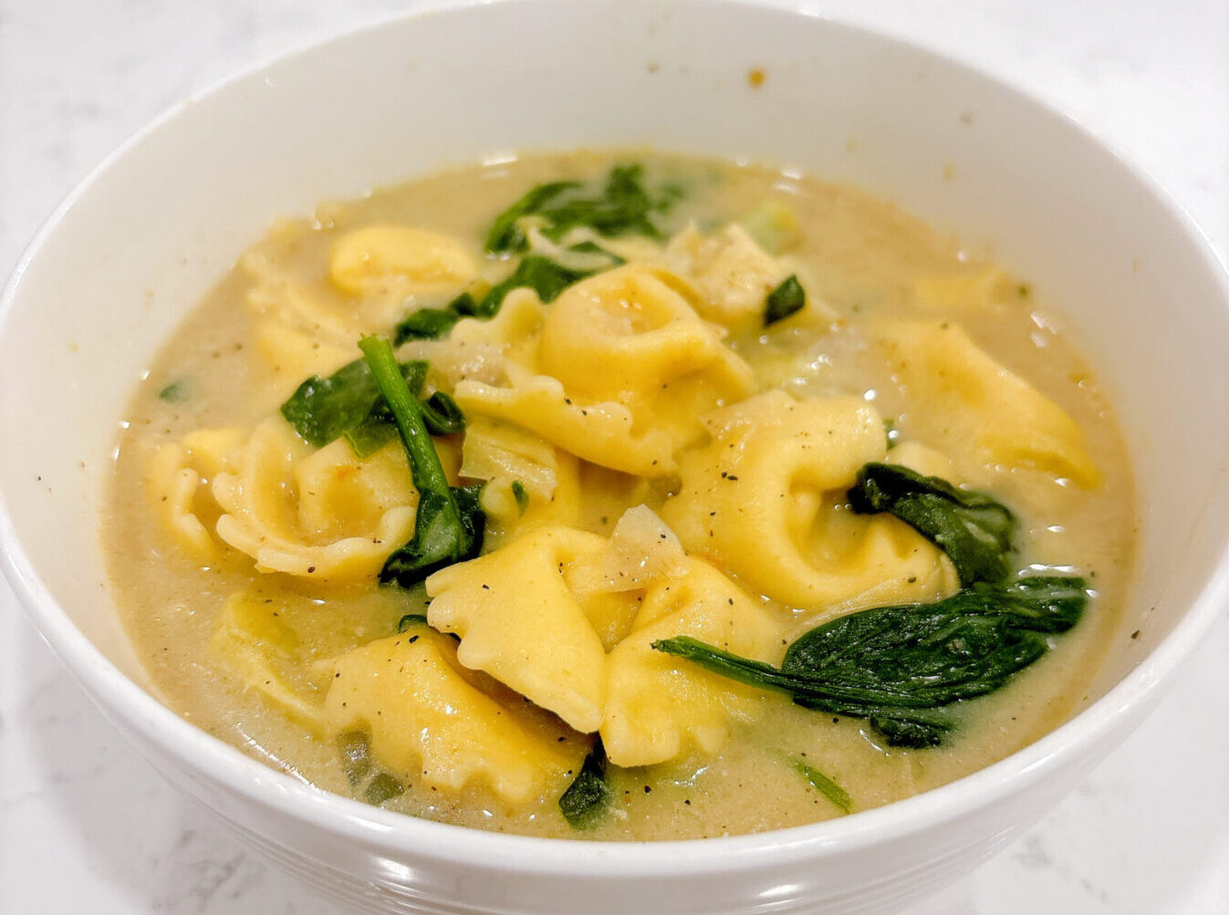 Creamy Spinach Artichoke Soup with Tortellini