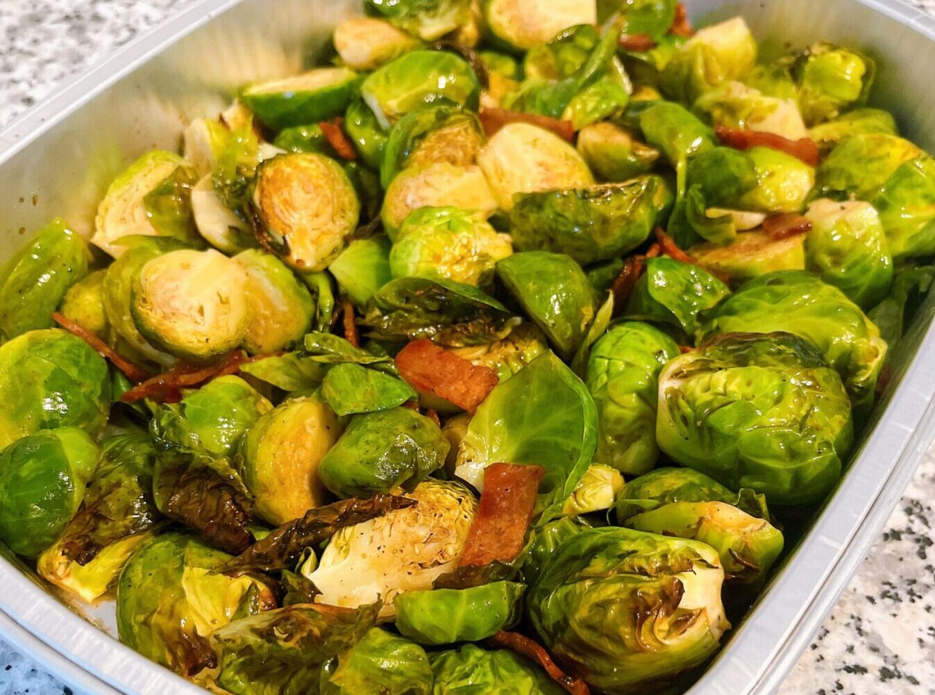 Maple Balsamic Roasted Brussels Sprouts with Bacon
