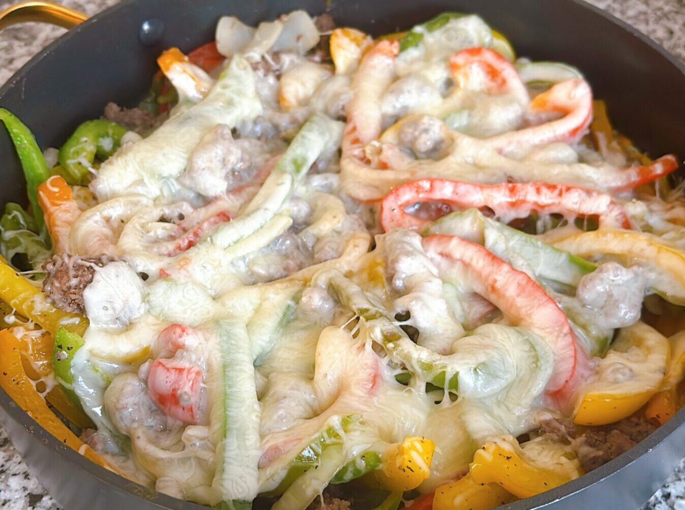 Low Carb Cheesesteak Skillet Using Ground Beef