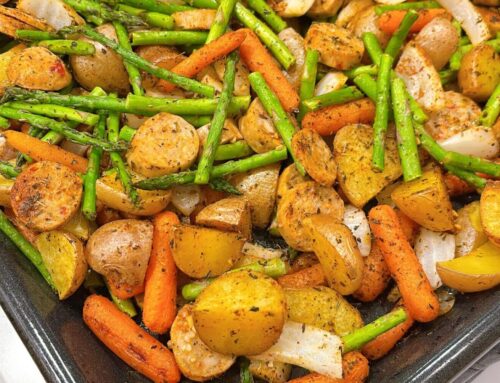 Roasted Garlic Potatoes, Asparagus, & Sausage