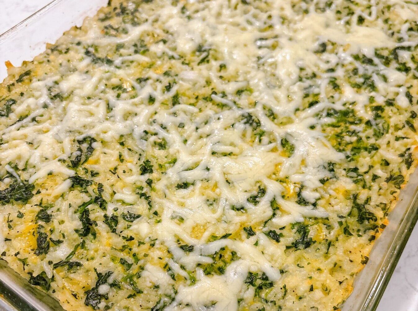Spinach Parmesan Rice Bake