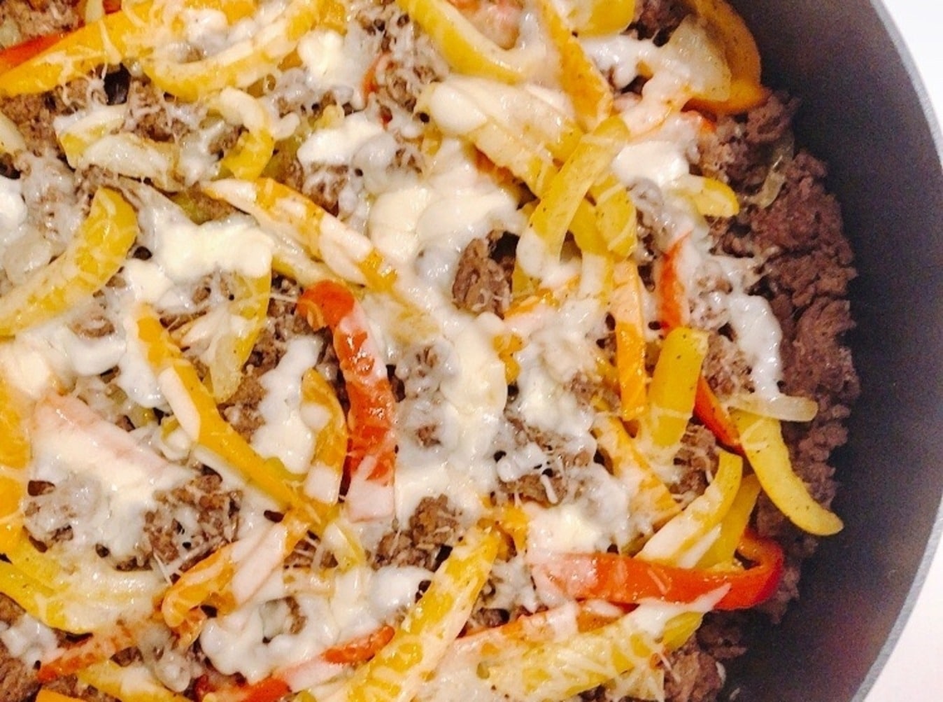 Low Carb Cheesesteak Skillet Using Ground Beef