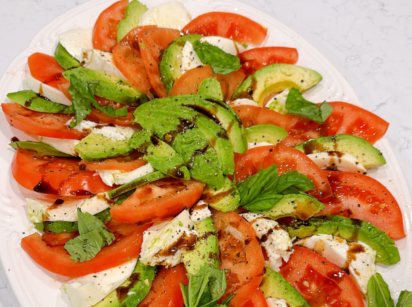 Avocado, Tomato and Mozzarella Caprese Salad