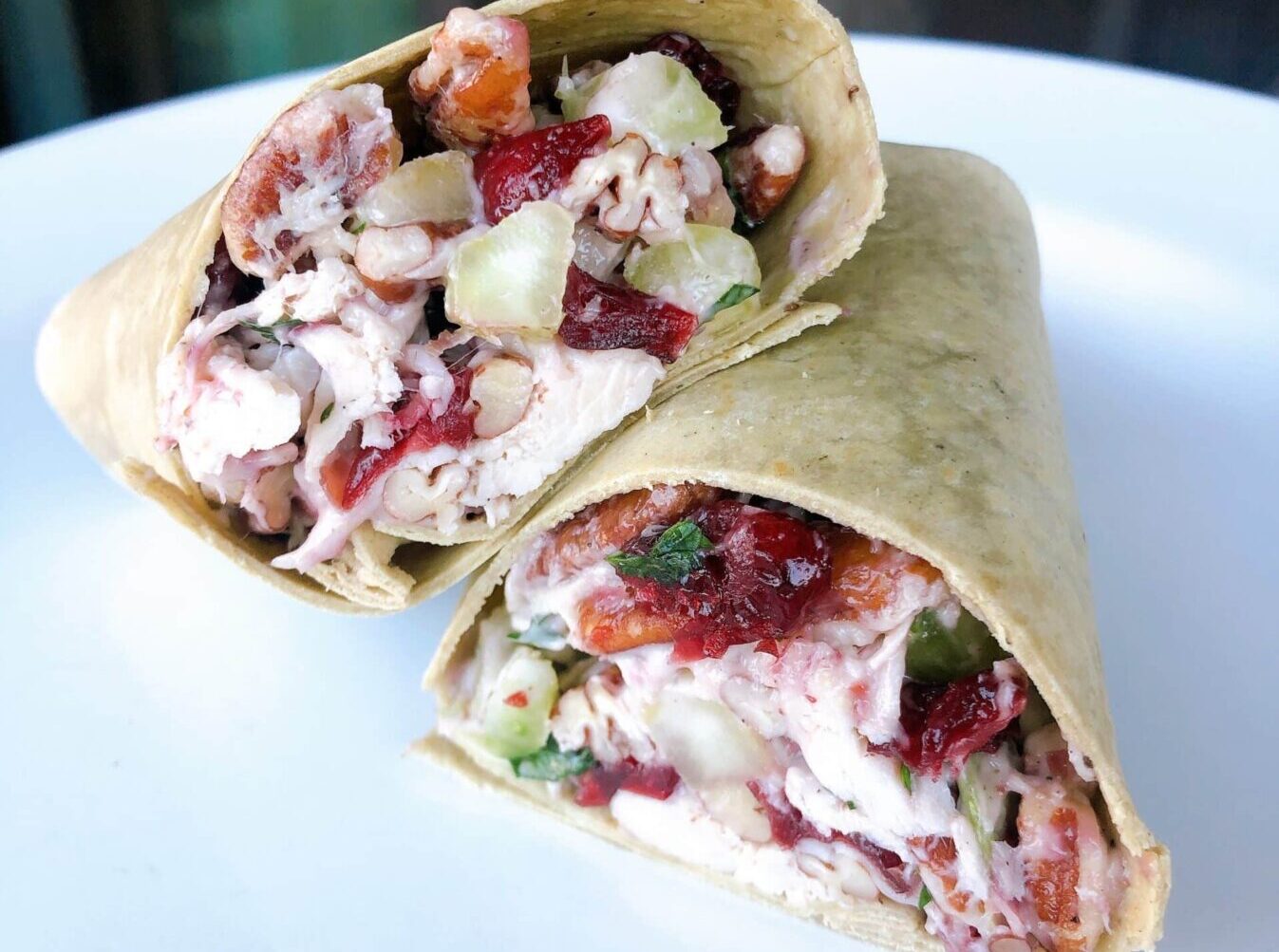 Chicken, Cranberry, Pecan Salad Wraps