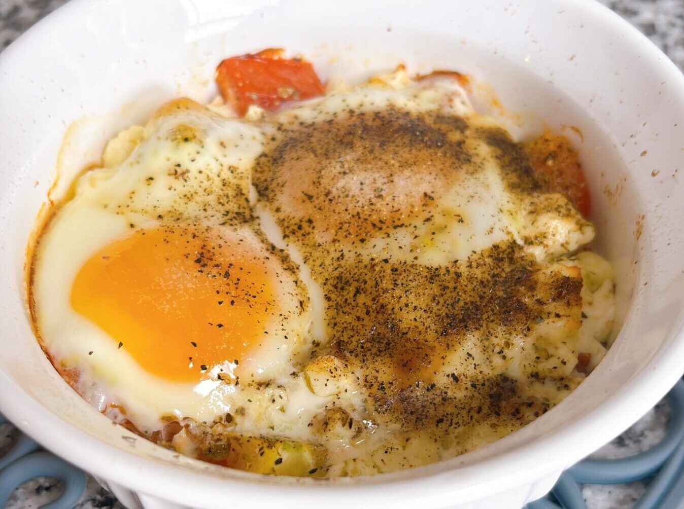 Baked Eggs with Tomatoes and Feta Cheese