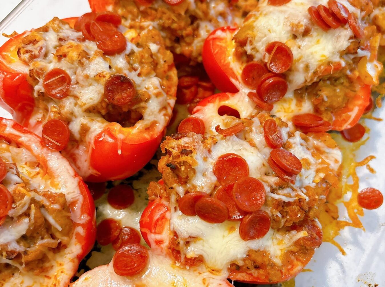 Sausage and Pepperoni Pizza-Stuffed Peppers