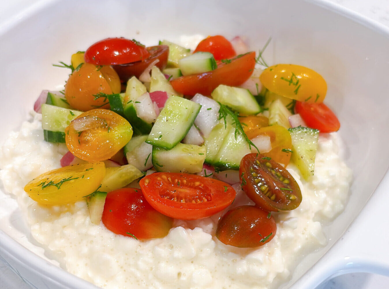 High Protein Cottage Cheese & Tomato Salad