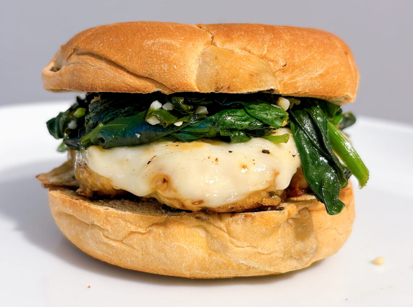 Turkey Sausage, Swiss, and Spinach Breakfast Sandwich