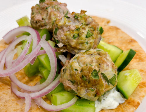 Greek Turkey Meatball Gyro with Tzatziki