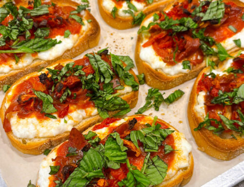 Pizza Cottage Cheese Toast with Crispy Prosciutto