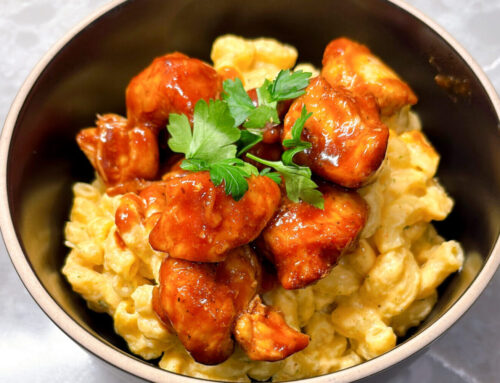 High Protein Honey BBQ Chicken Mac & Cheese