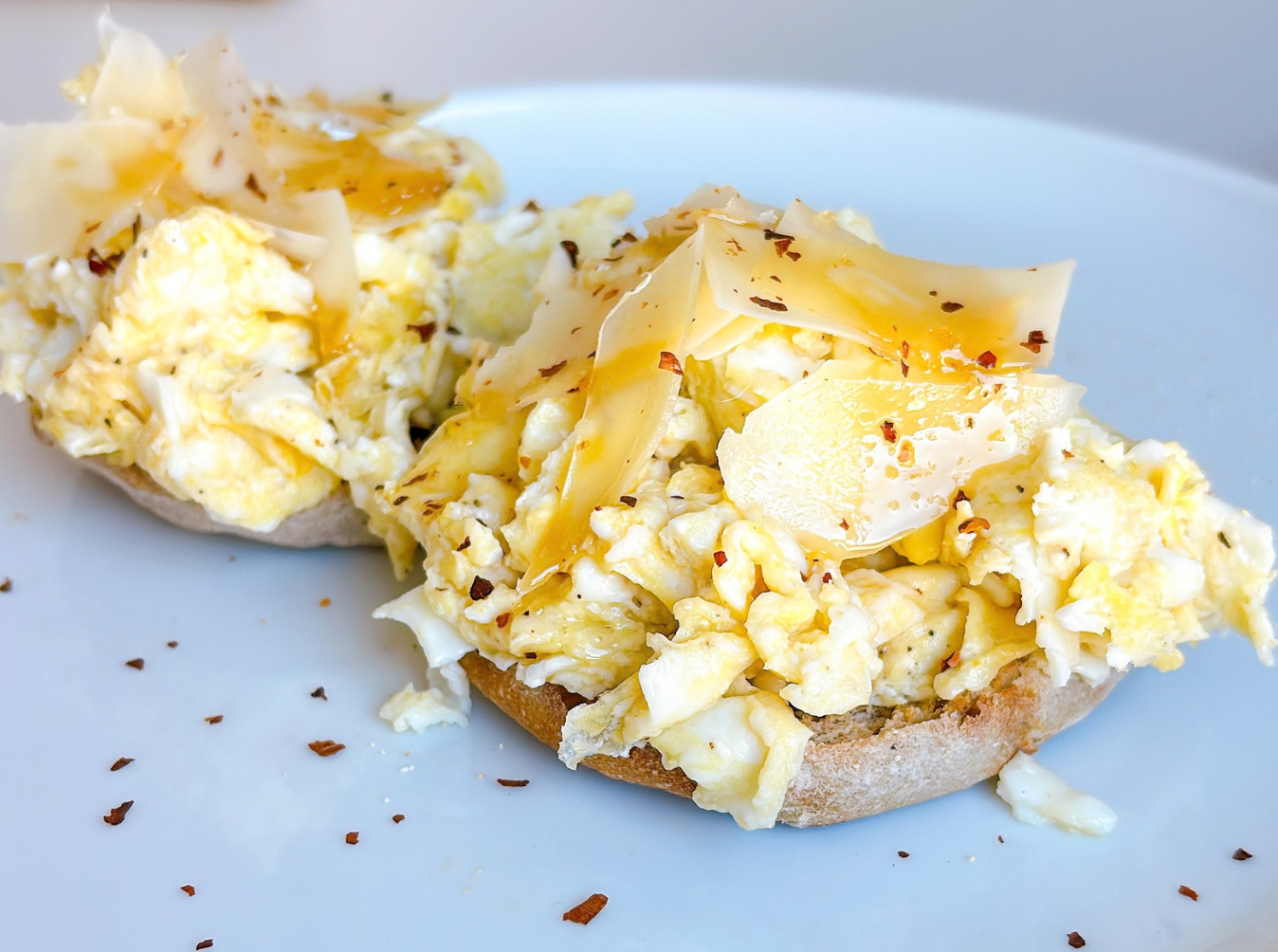 Sweet & Savory Honey Parmesan Egg Toasts